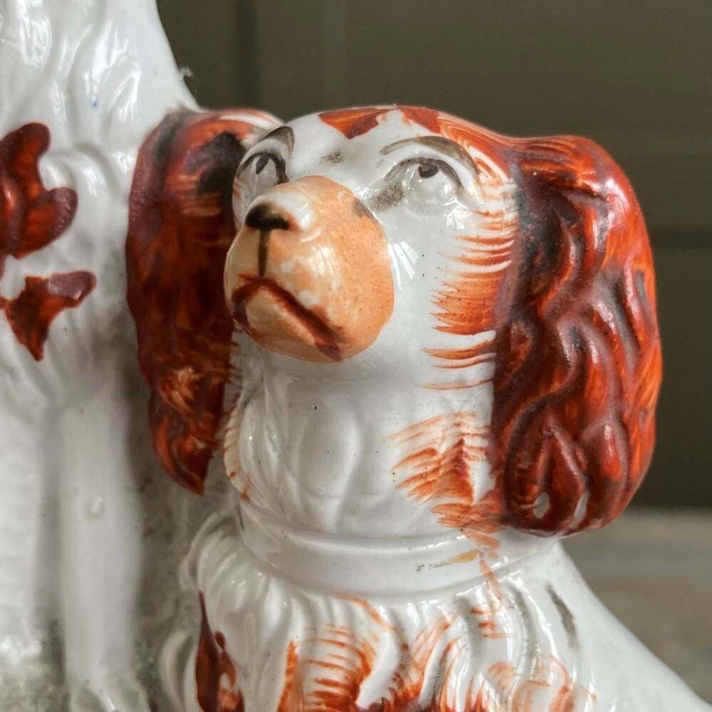 Antique Staffordshire Pottery Spaniels photo 165.0