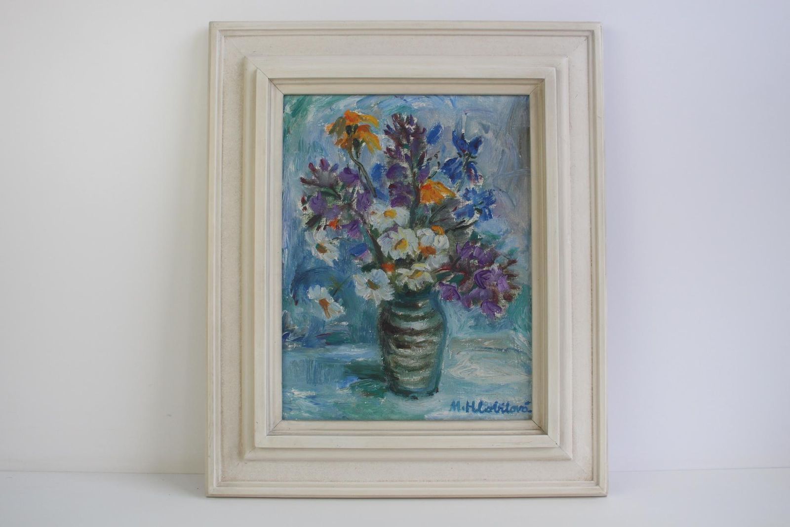 Hand Painted Painting, Oil On Canvas, Signed, Czechoslovakia, 1963 photo furniture
