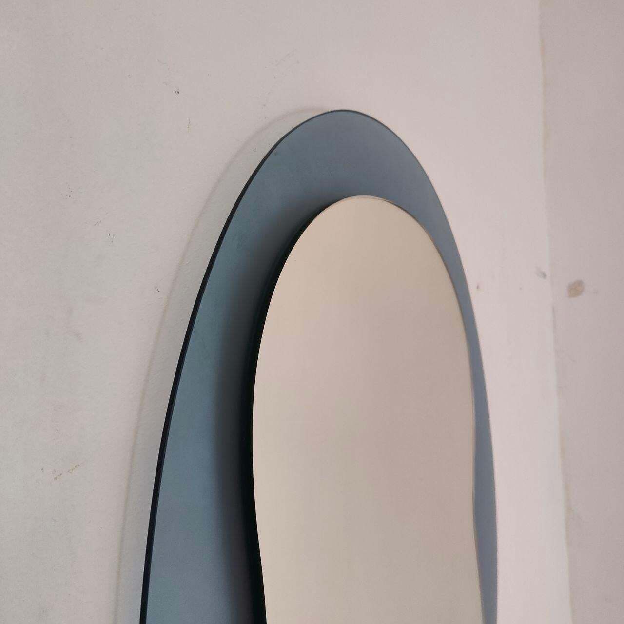 Italian Oval Blue Glass Mirror In The Style Of Veca, 1970s photo 941.0