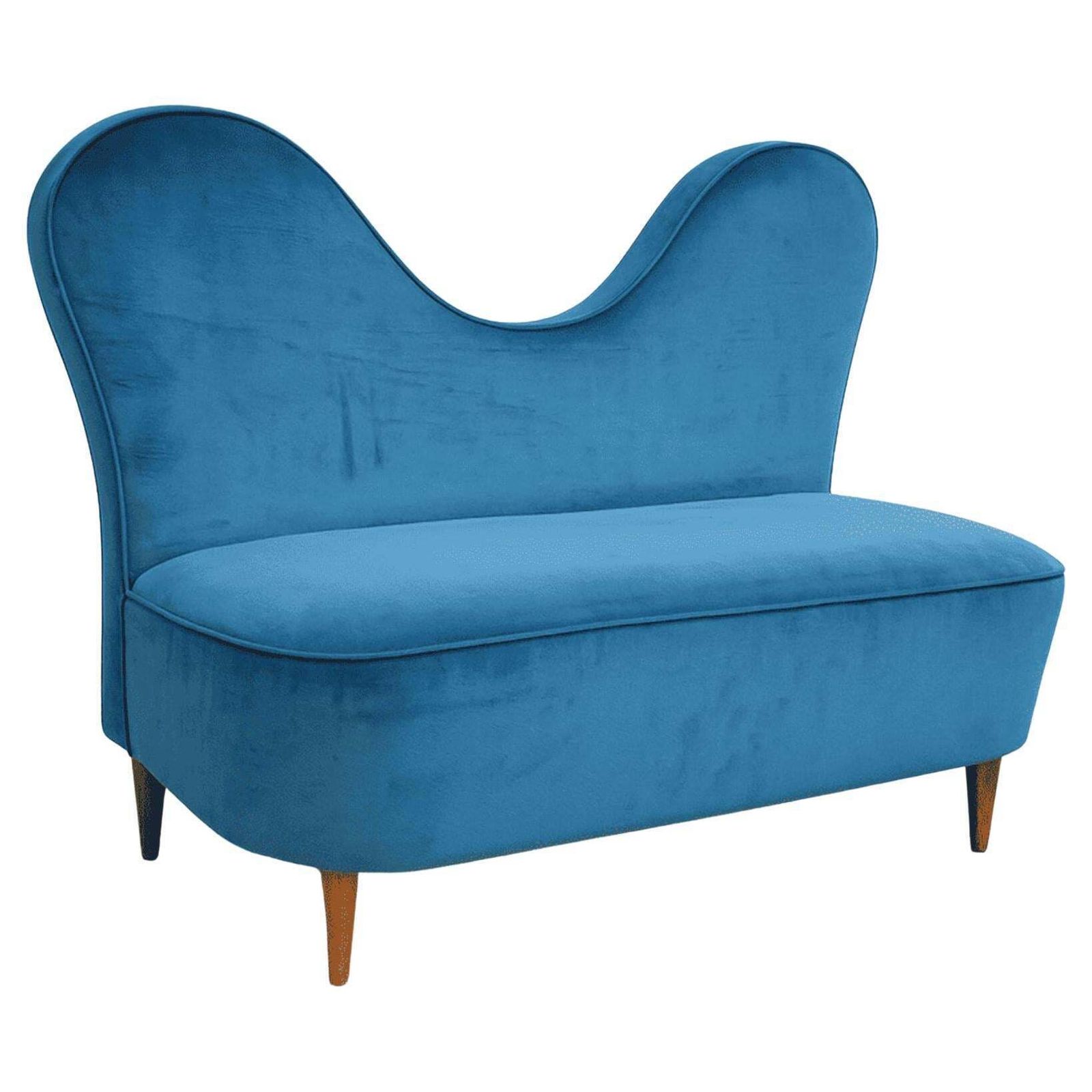 Italian Turquoise Velvet Sofa By Cesare Lacca, 1950s