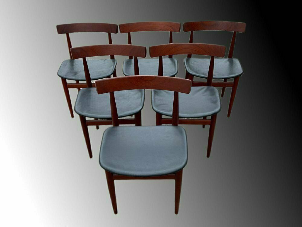 4885.0 Danish Teak Extendable Dining Table And Chairs By Hans Olsen For Frem Røjle, Set Of 7 photo