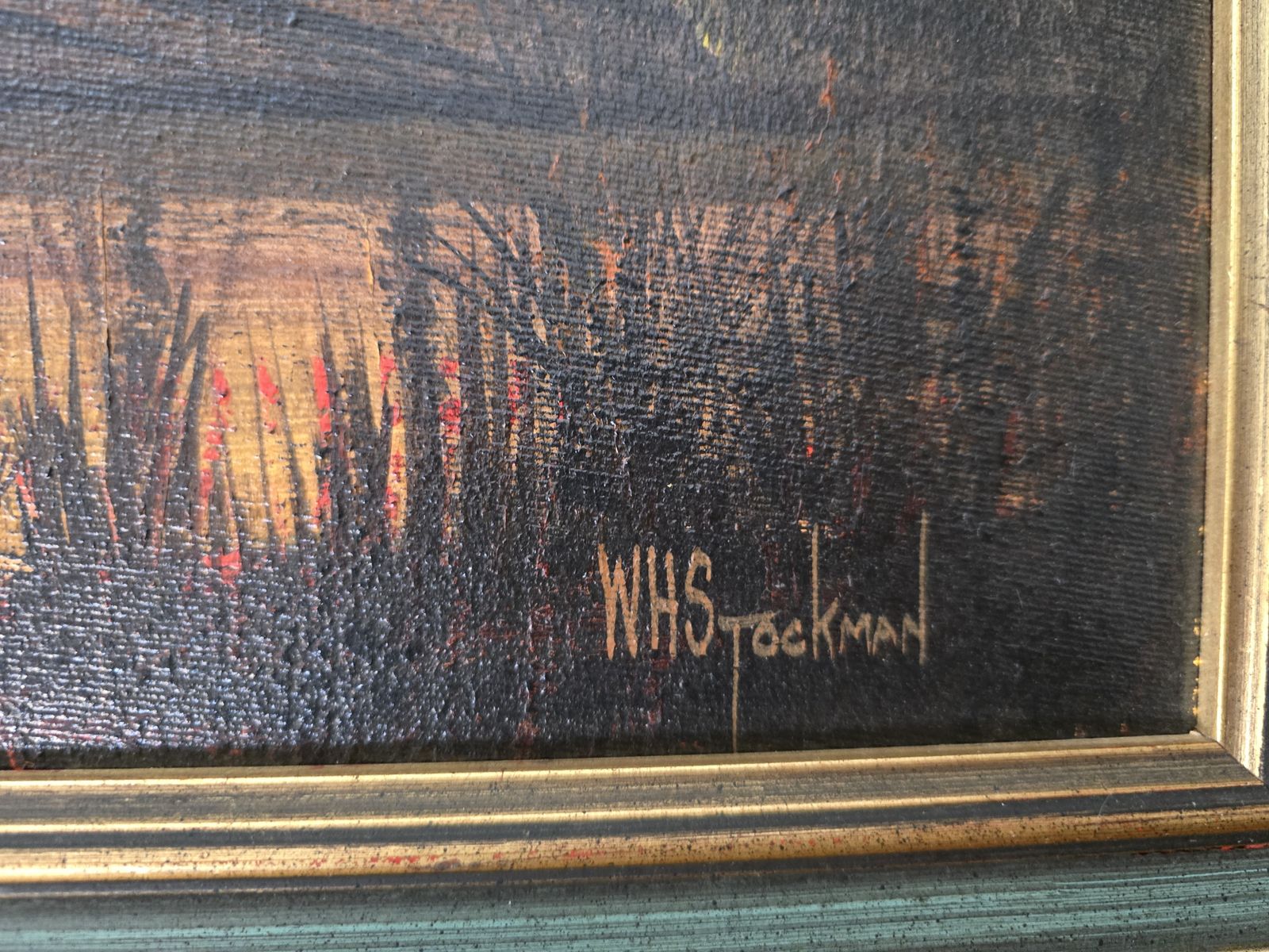 W.H.Stockman Seascape Original Oil Painting – Tall Ship At Sunset photo furniture