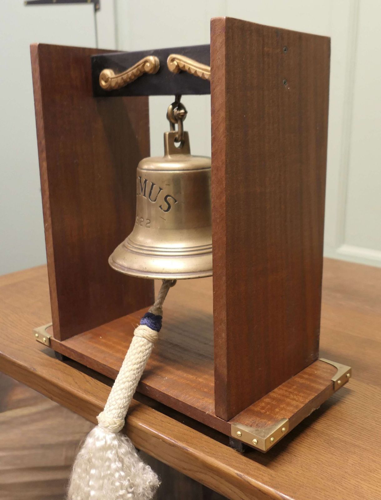 Mounted Bronze Ships Bell From Mv Erimus 1922, Thornaby On Tees photo furniture