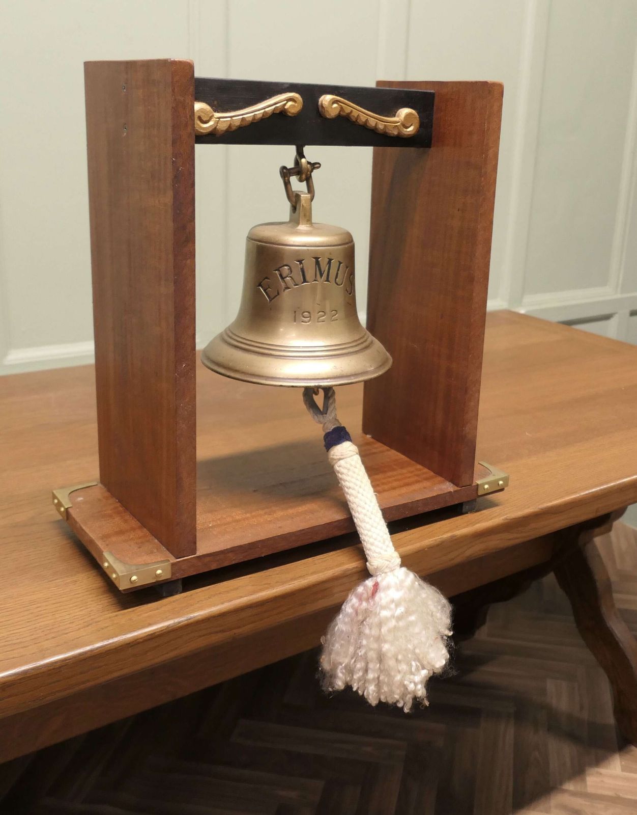 Mounted Bronze Ships Bell From Mv Erimus 1922, Thornaby On Tees photo Home Fixtures