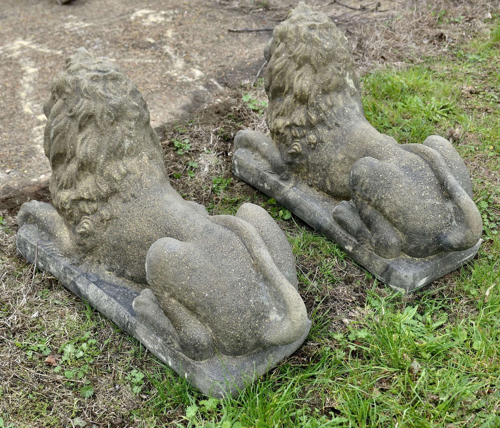 A Pair Of Weathered Guardian Lions photo buy