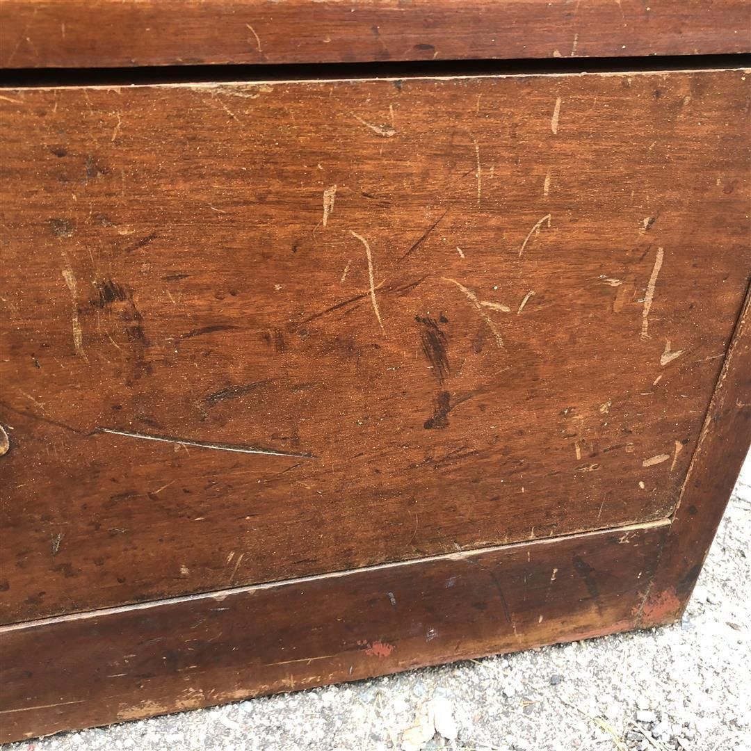 Antique Mahogany Wood Chest Of Four Drawers Brass Cup Handles 1920s photo vintage