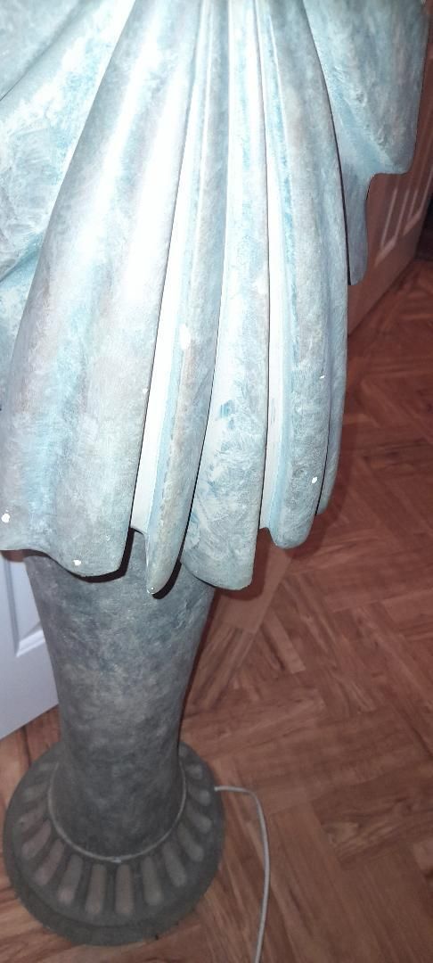 Classical Faux Grey Stone Curved Swag Tall Pedestal Column Floor Lamp photo buy