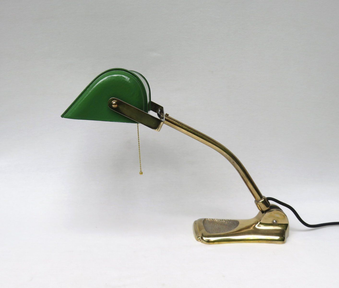Art Nouveau Brass Plated And Enamel Banker's Lamp, Austria, 1890s photo Lighting