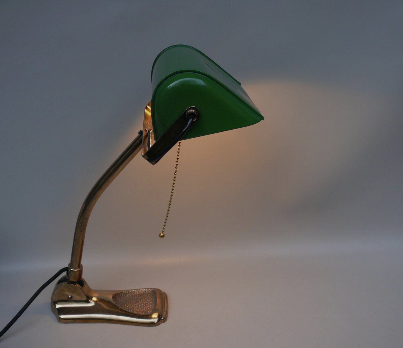 photo furniture Art Nouveau Brass Plated And Enamel Banker's Lamp, Austria, 1890s