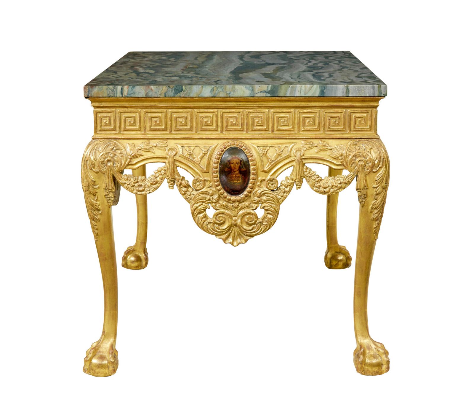 Furniture 19th Century George II Influenced Marble Top Center Table photo