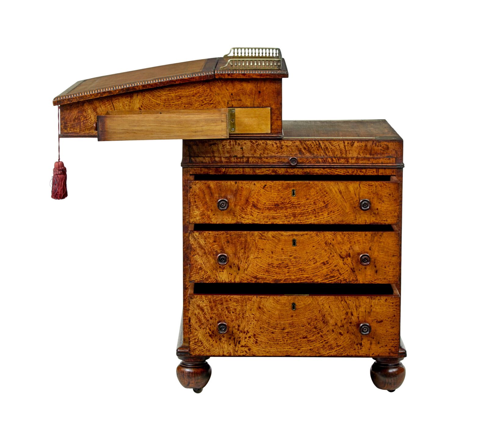 Furniture Mid 19th Century Pollard Oak Davenport Desk photo