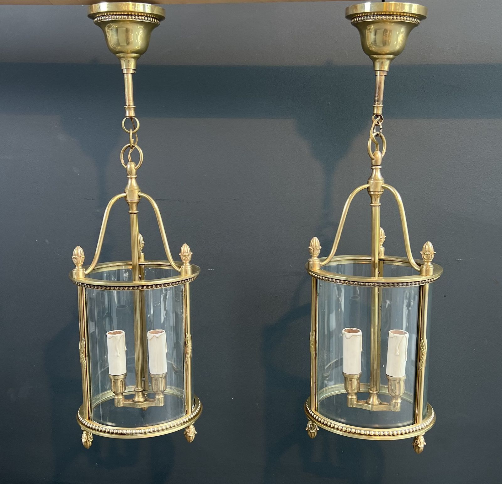 Rare Set Of 4 Round Bronze Lanterns In Neoclassical Style Attributed To Maison Jansen photo 4500.0