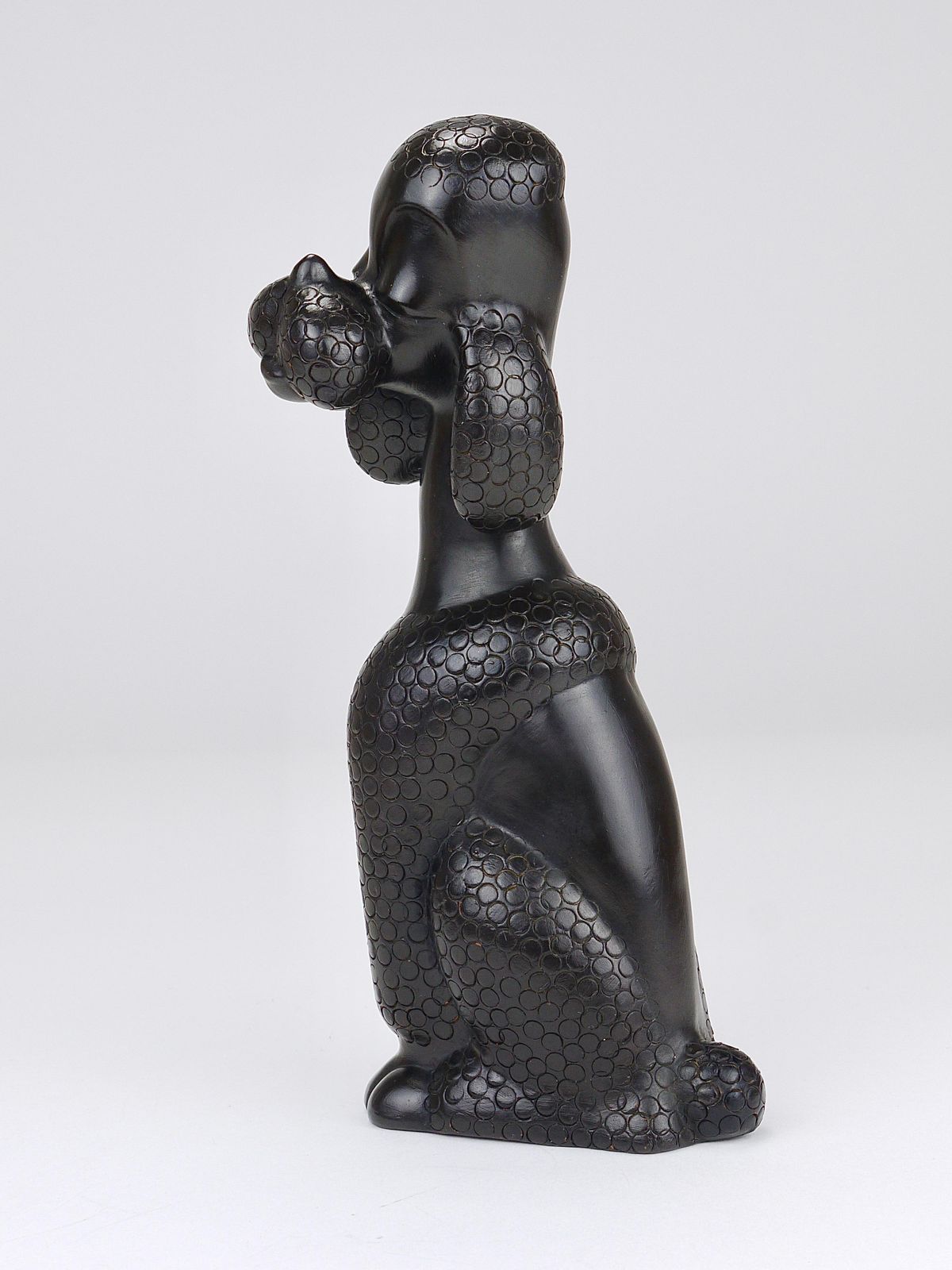 Art Charming Dog Poodle Sculpture Figurine By Leopold Anzengruber, Austria, 1950s photo