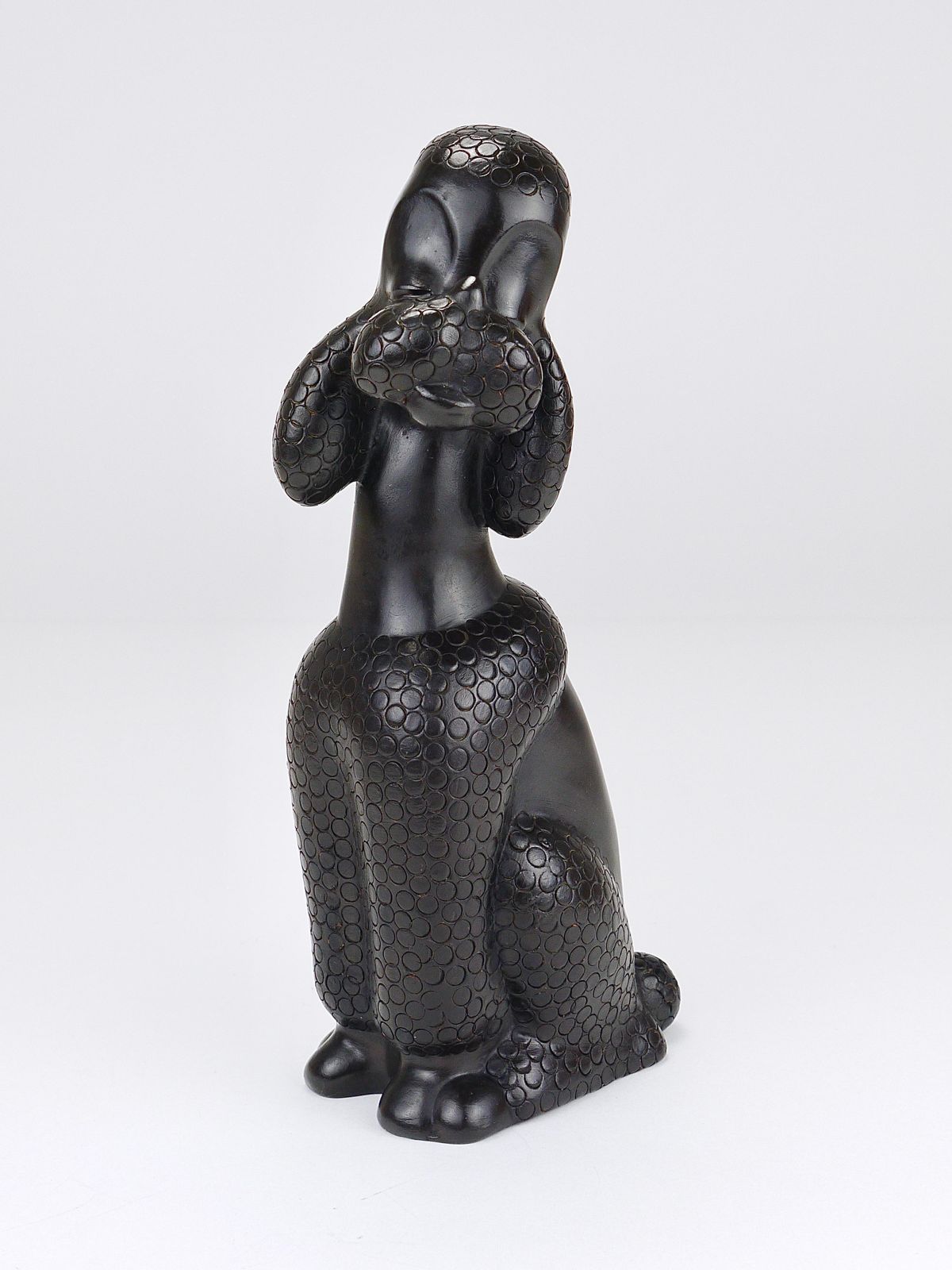 photo vinterior Charming Dog Poodle Sculpture Figurine By Leopold Anzengruber, Austria, 1950s