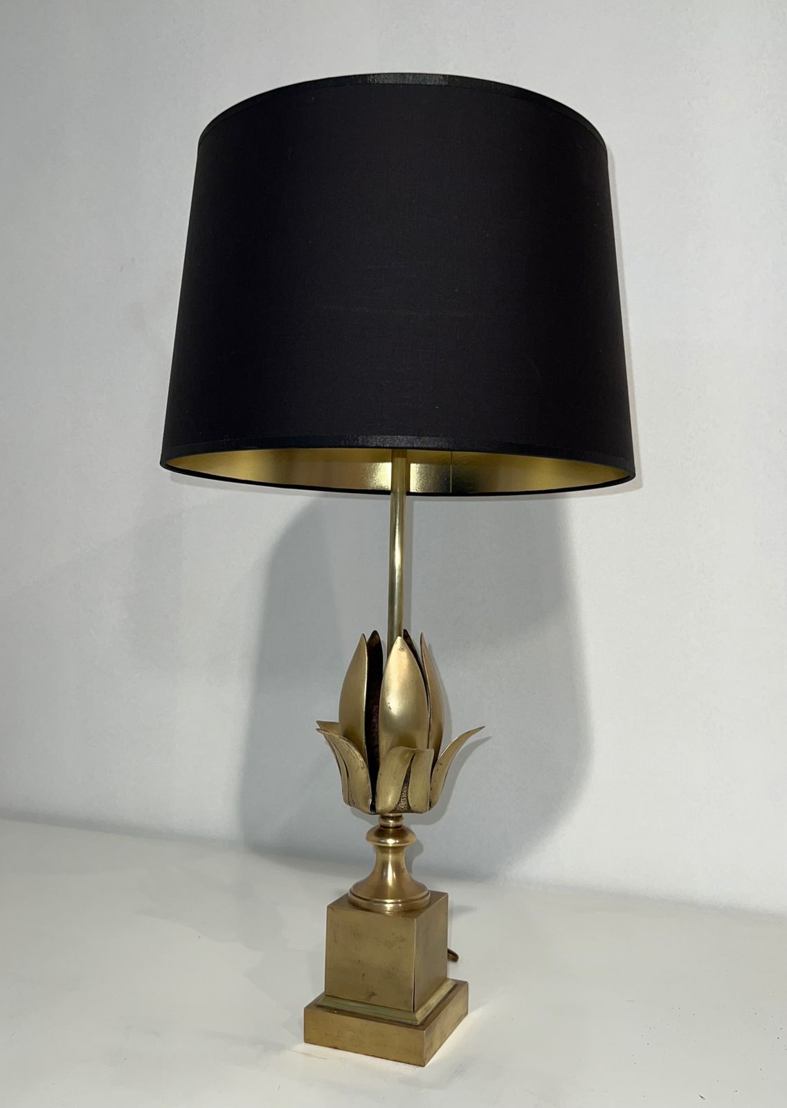 Brass Flower Lamp In The Style Of Maison Charles. Circa 1970 photo vintage