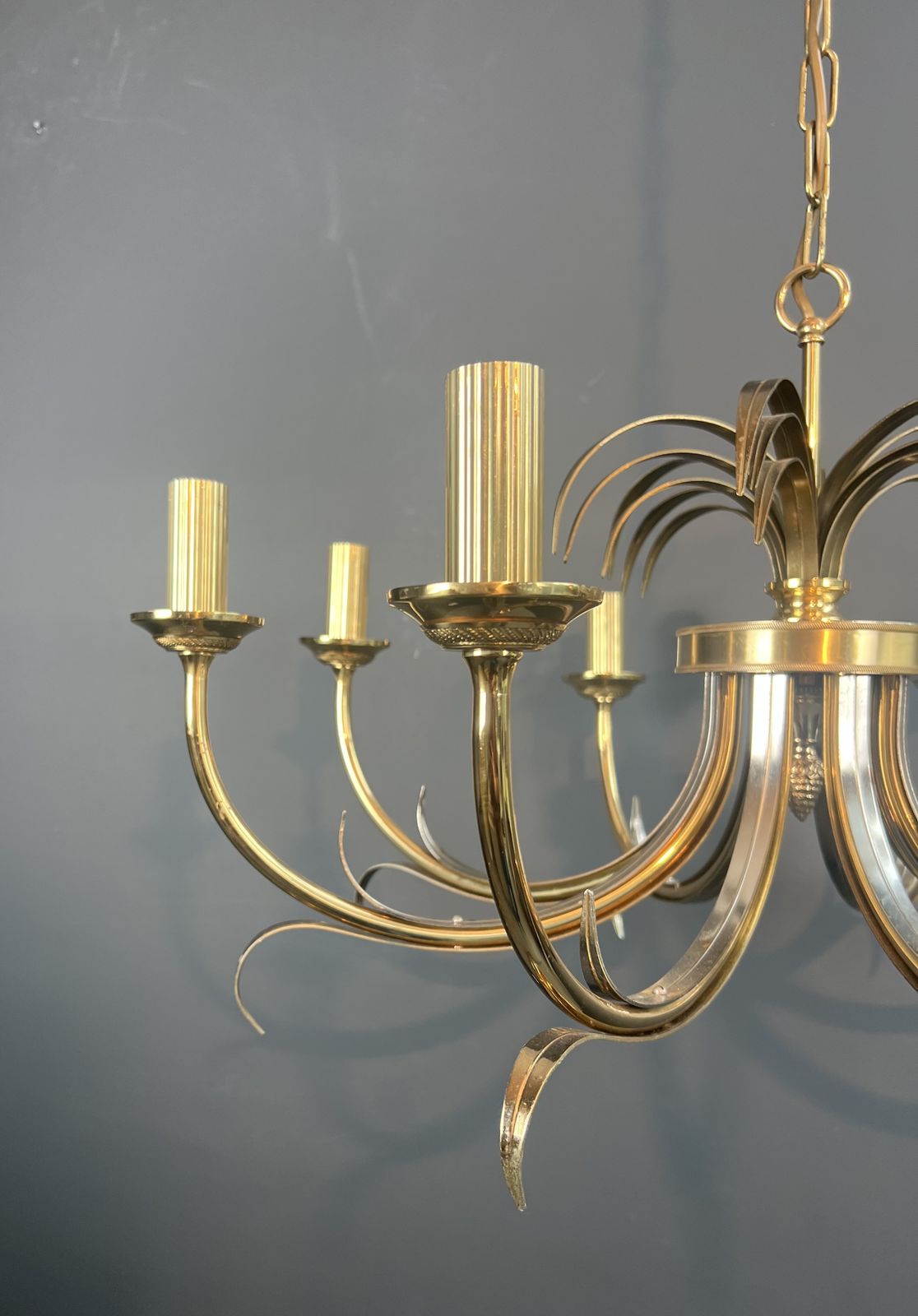 Pineapple Chandelier In Brushed Metal And Gold Metal In The Style Of Maison Charles photo 2450.0