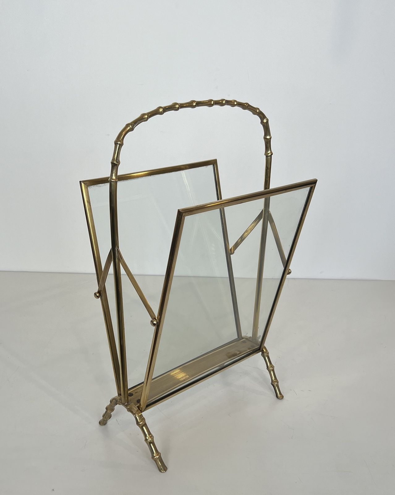 Faux Bamboo Magazine Rack In Bronze And Brass From Maison Baguès