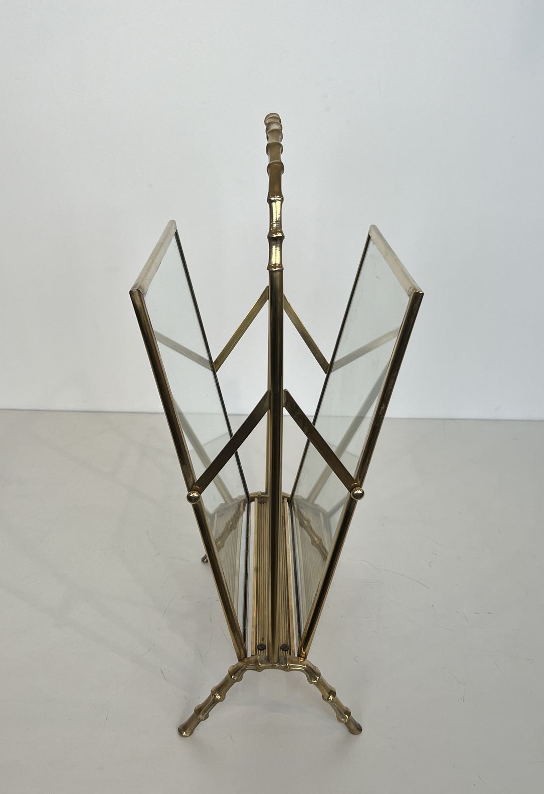 photo buy Faux Bamboo Magazine Rack In Bronze And Brass From Maison Baguès