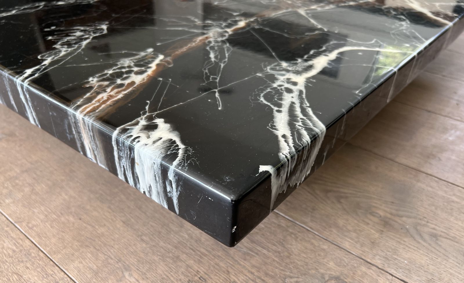 photo furniture Coffee Table Composed Of Two Designer Faux Marble Tables Resting On Chrome Legs By Willy Rizzo