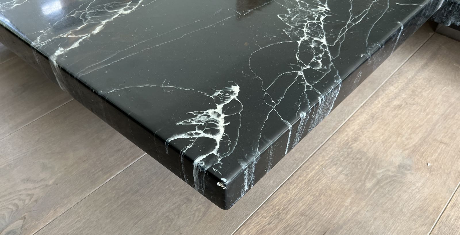 photo for sale Coffee Table Composed Of Two Designer Faux Marble Tables Resting On Chrome Legs By Willy Rizzo