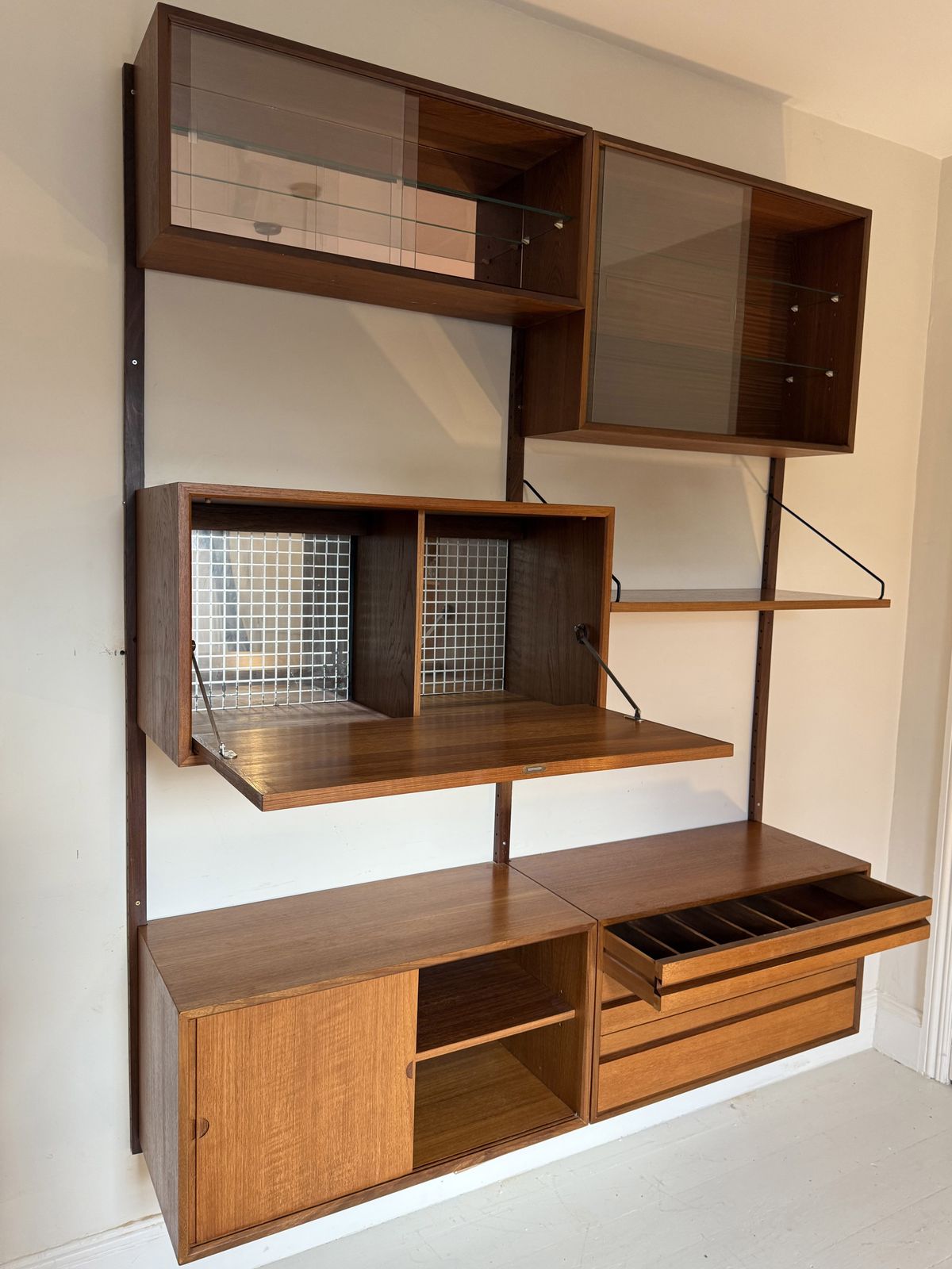 photo for sale Two Bay Mid Century Danish Wall System By Poul Cadovius