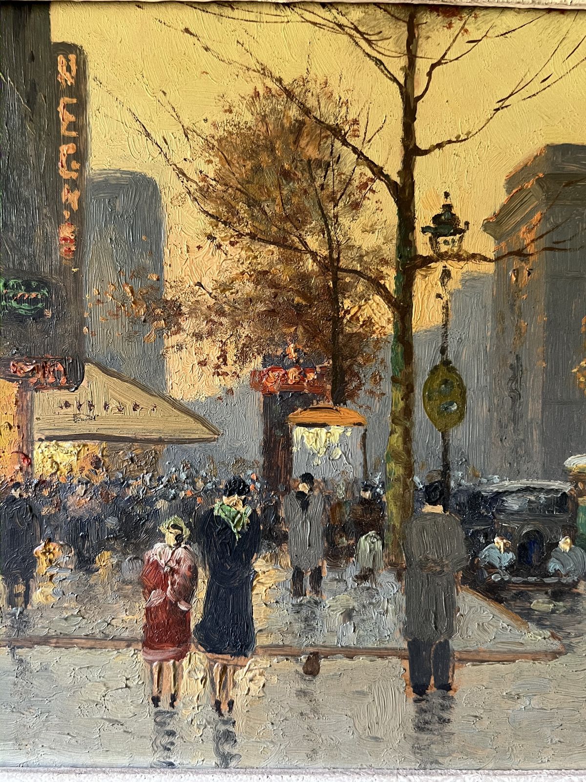 Oil On Canvas Painting Depicting A View Of Paris In A Montparnasse Frame. French Work Signed Audry. Circa 1930 photo Art