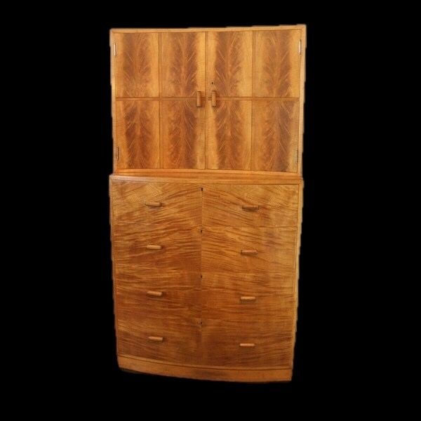 Art Deco Blonde Tallboy Chest Of Drawers photo for sale