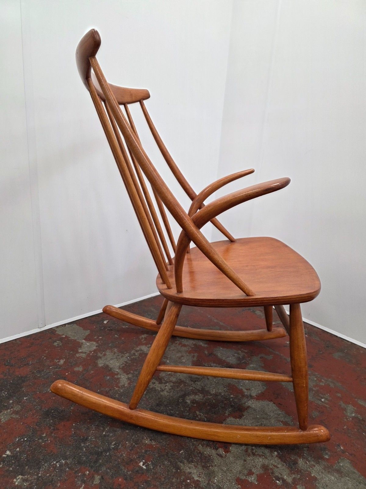 photo for sale Mid Century Danish Rocking Chair Designed By Illum Wikkelso 1960s.