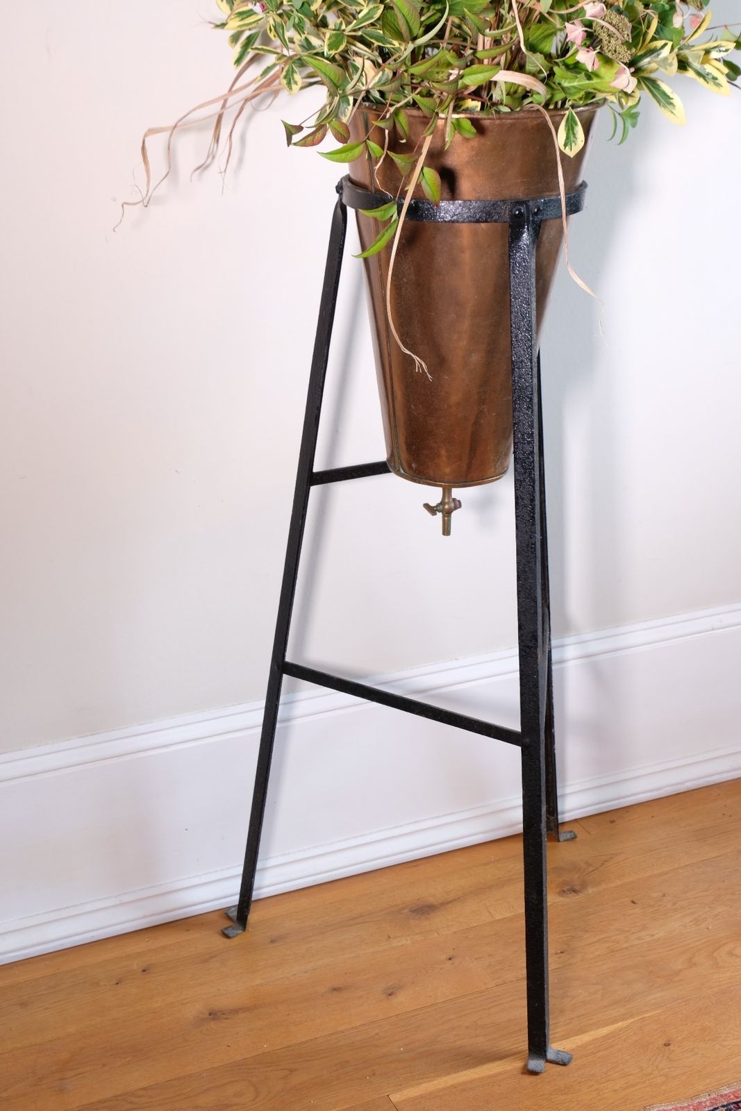 photo buy Large Copper Conical Planter On Cast Iron Stand Antique