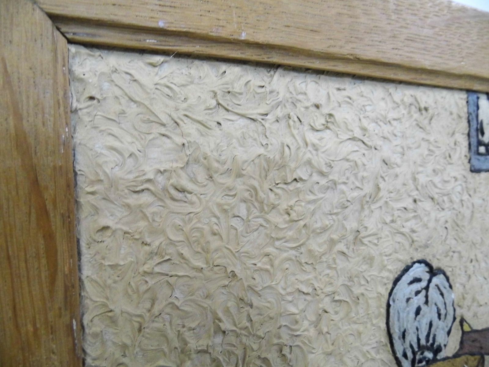 photo furniture Vintage Mixed Media Pastel Art Painting By Hkk Retro Boy Holding Wool Oak Frame