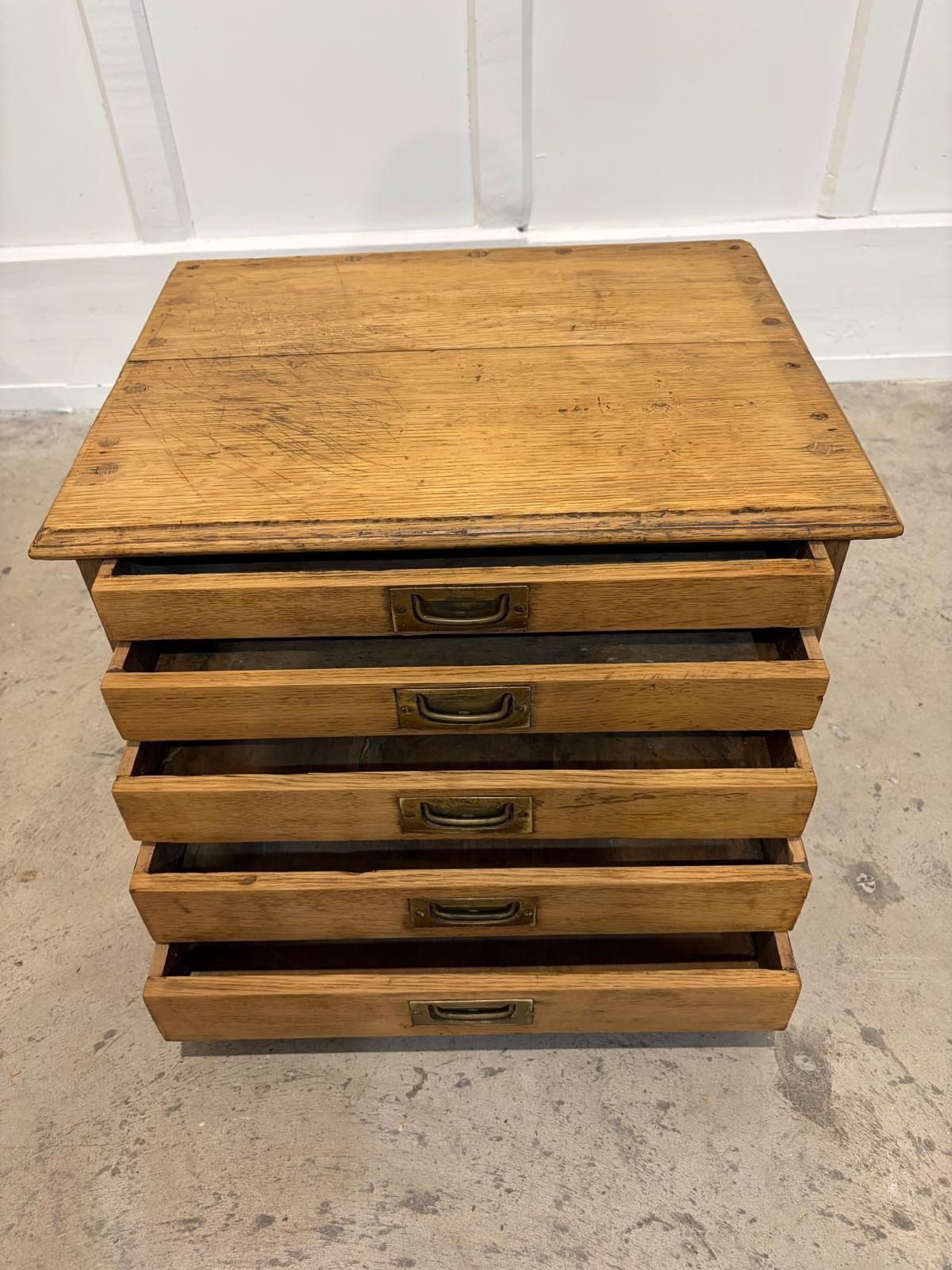 20th Century Oak Five Draw Tabletop Filing Cabinet photo 200.0