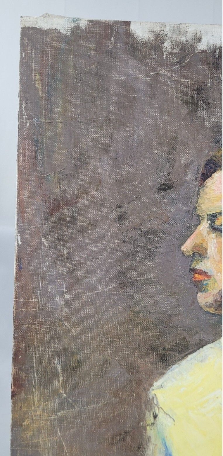 Antique Oil Painting Portrait Woman Impressionist 20th Century photo Art