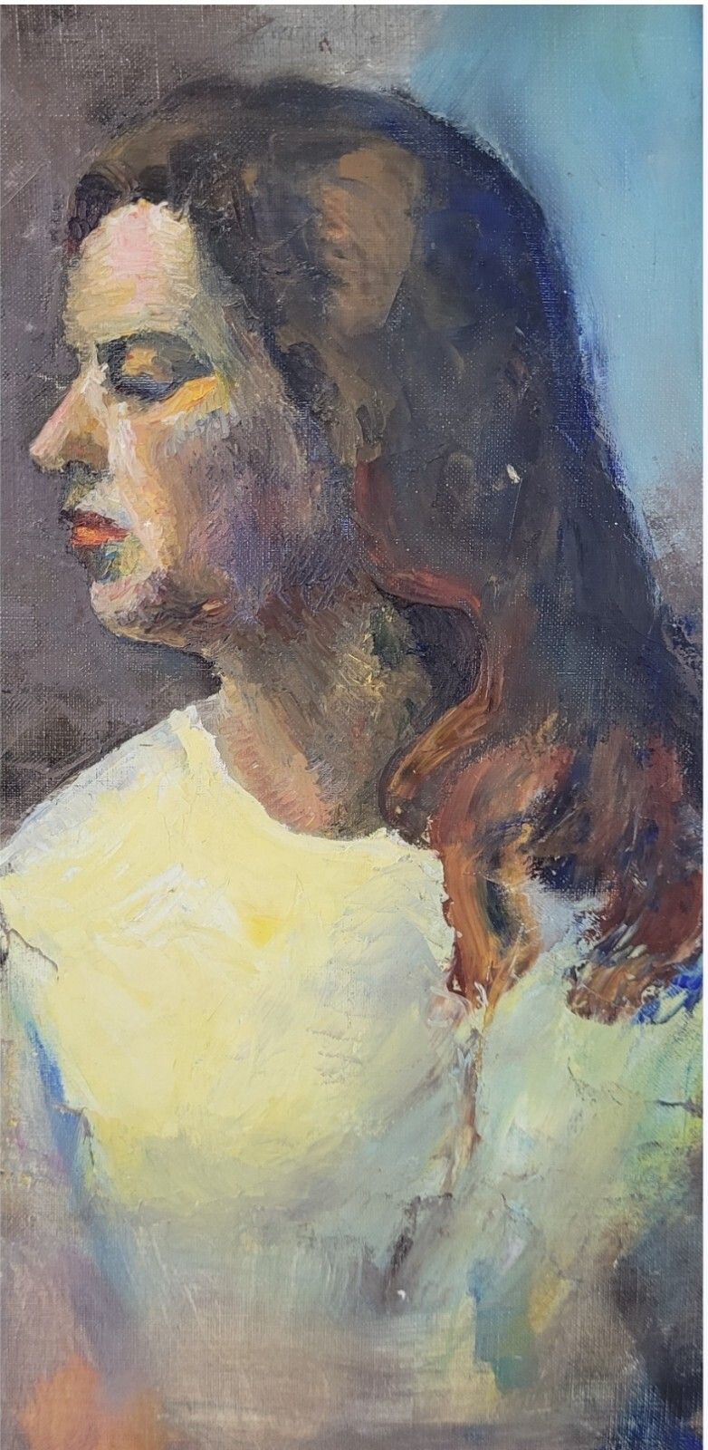 Antique Oil Painting Portrait Woman Impressionist 20th Century photo 3200.0