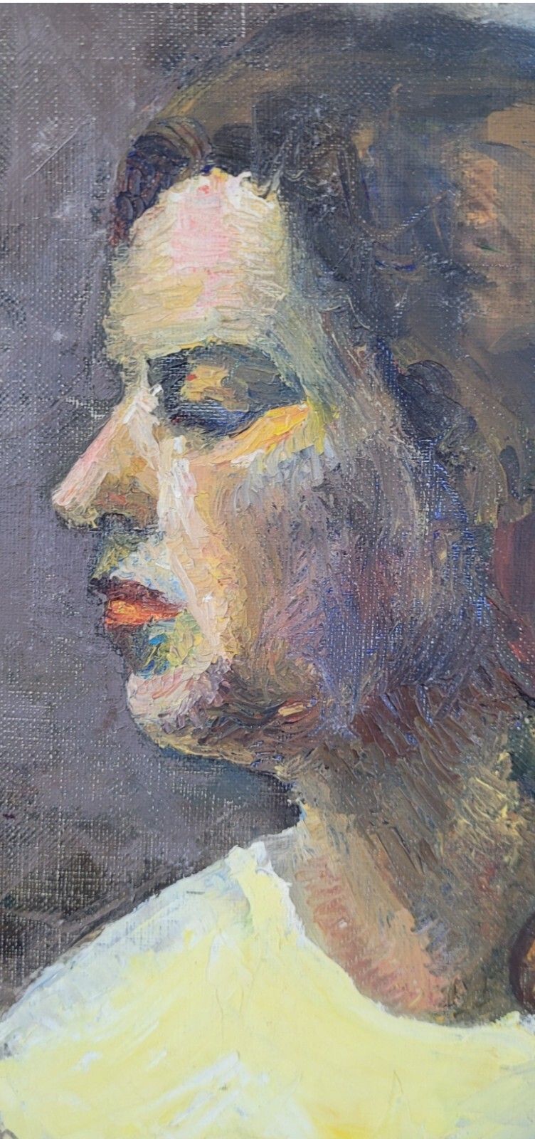 Antique Oil Painting Portrait Woman Impressionist 20th Century photo vintage