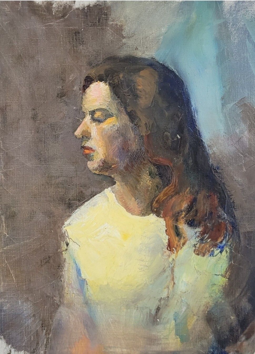 photo furniture Antique Oil Painting Portrait Woman Impressionist 20th Century