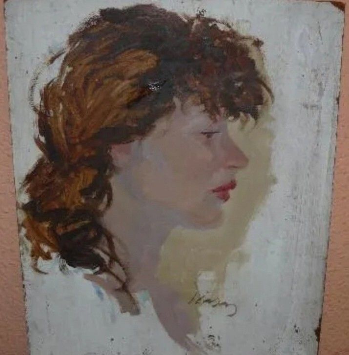 Tableau Ancien Huile Portrait Femme Impressionniste XXème