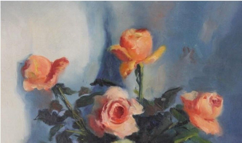 Antique Impressionist Still Life — “Bouquet Of Flowers,” Early 1900s Oil On Canvas photo furniture