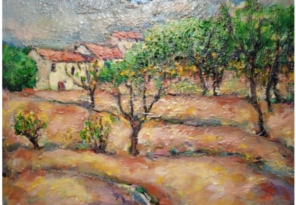 Original 20th Century Impressionist Landscape Oil Painting – Tranquil Countryside Scene
