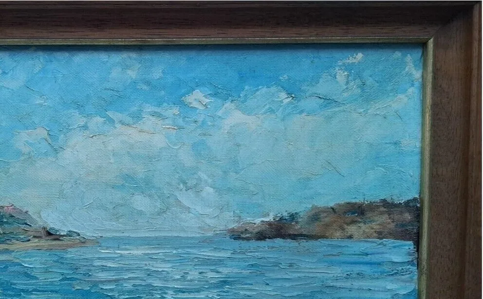 Fine 20th Century Impressionist Oil Painting – Seascape With Boats photo vinterior
