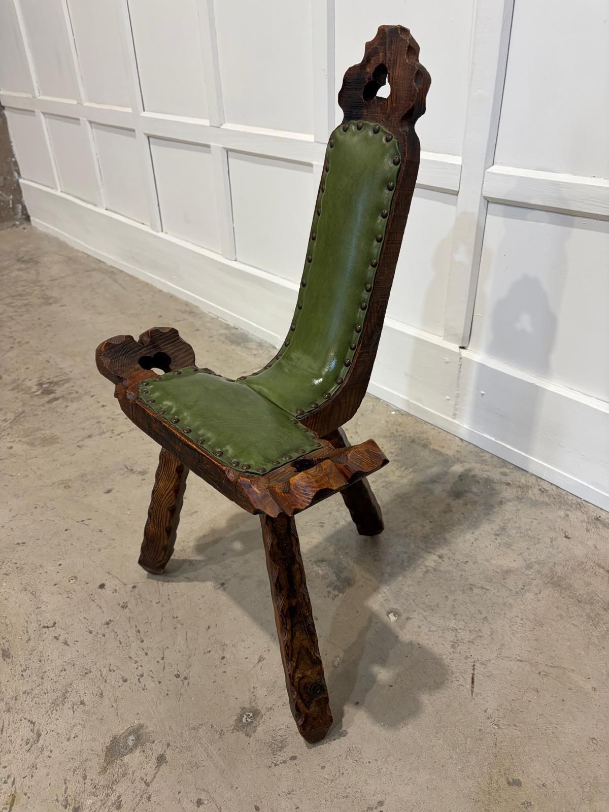 Spanish Brutalist Chair In Wood