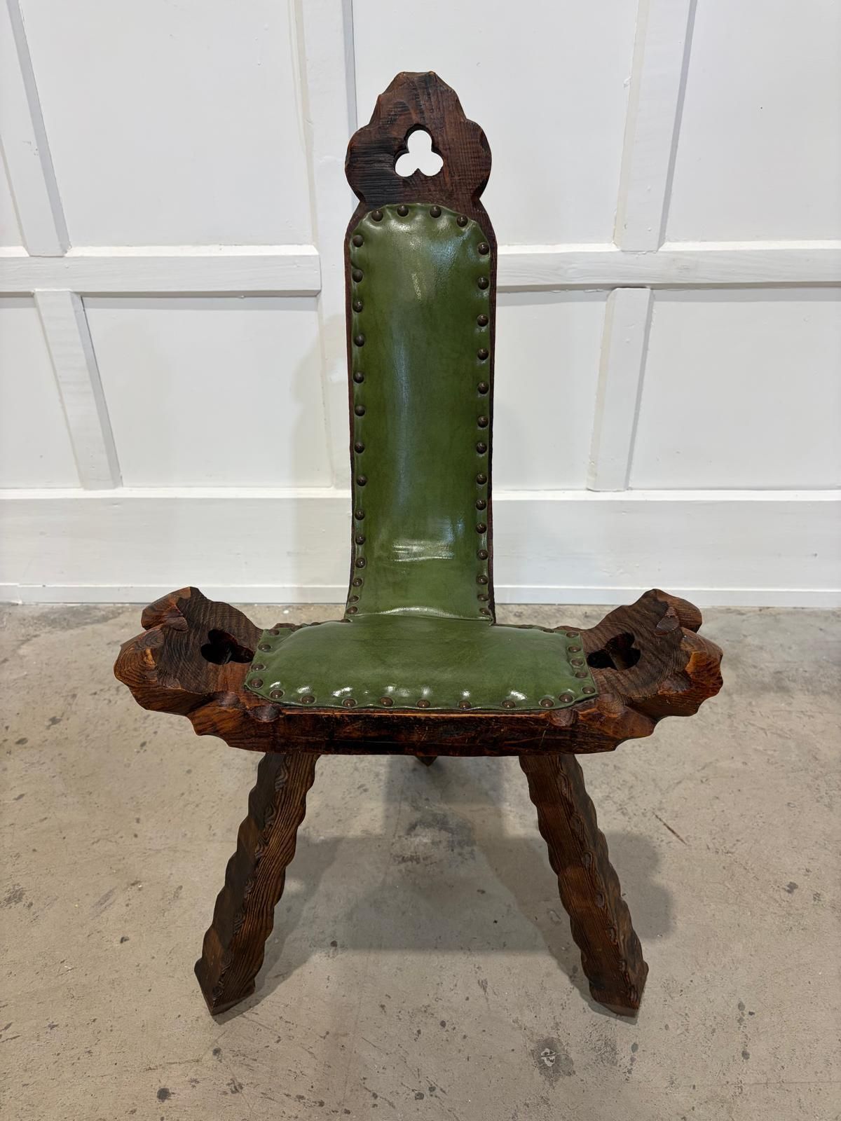Spanish Brutalist Chair In Wood photo for sale