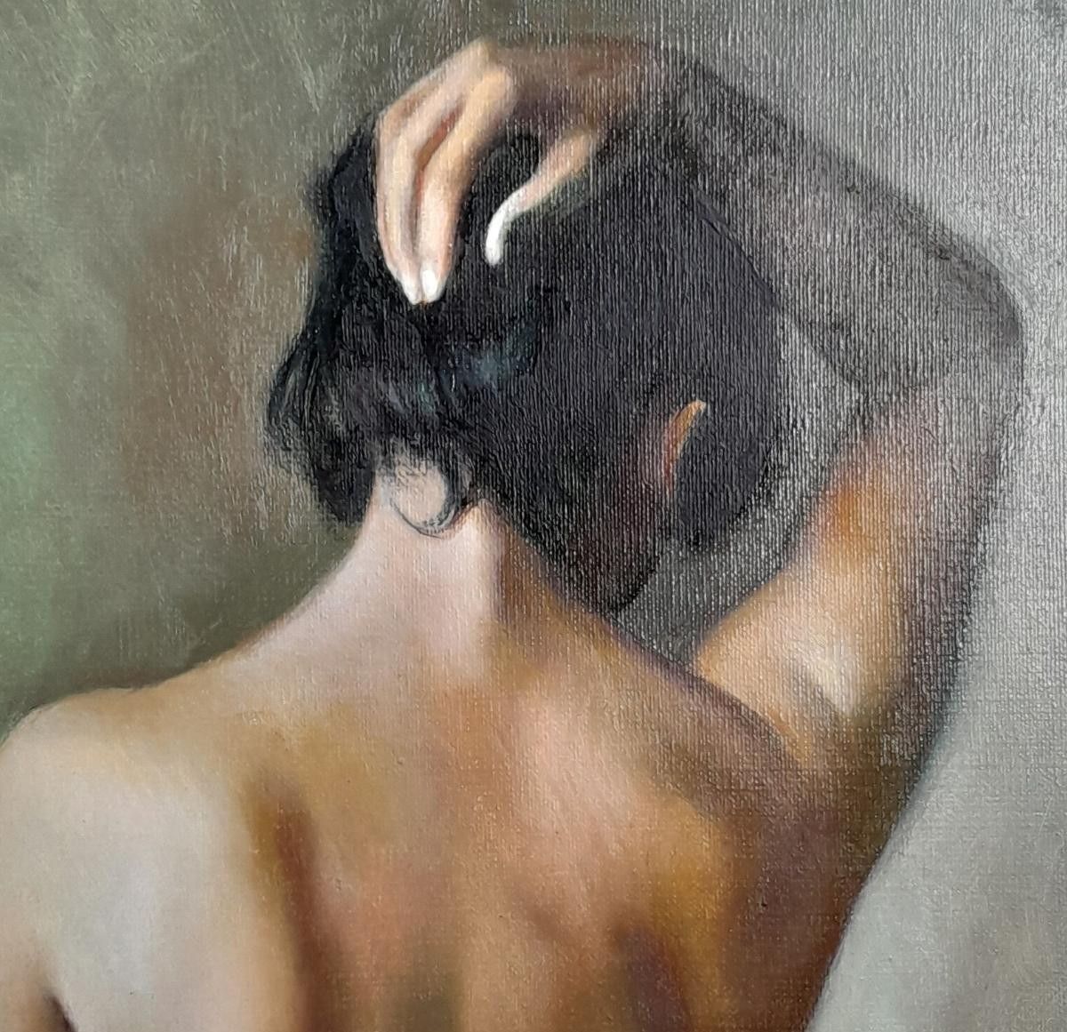 Elegant 20th Century Impressionist Oil On Canvas – Portrait Of A Nude Woman photo for sale