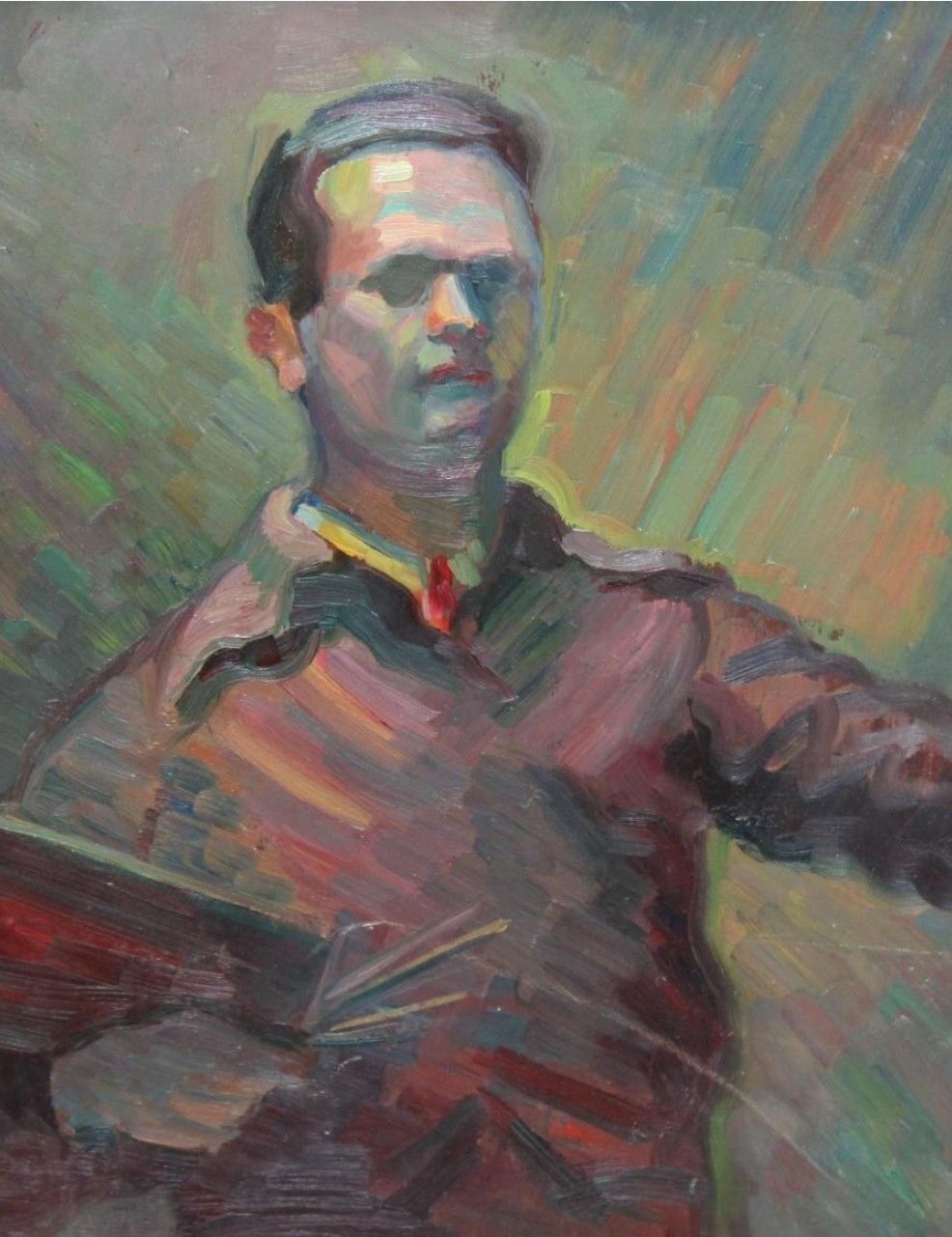 Original 20th Century Impressionist Oil Painting – Male Portrait