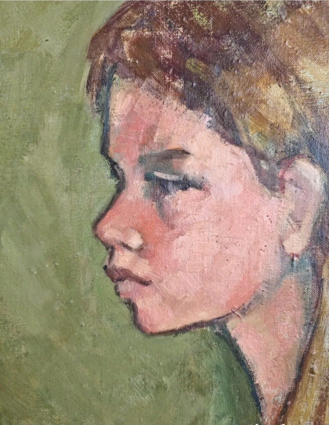 Antique Oil Painting Portrait Woman Impressionist 20th Century photo 3200.0