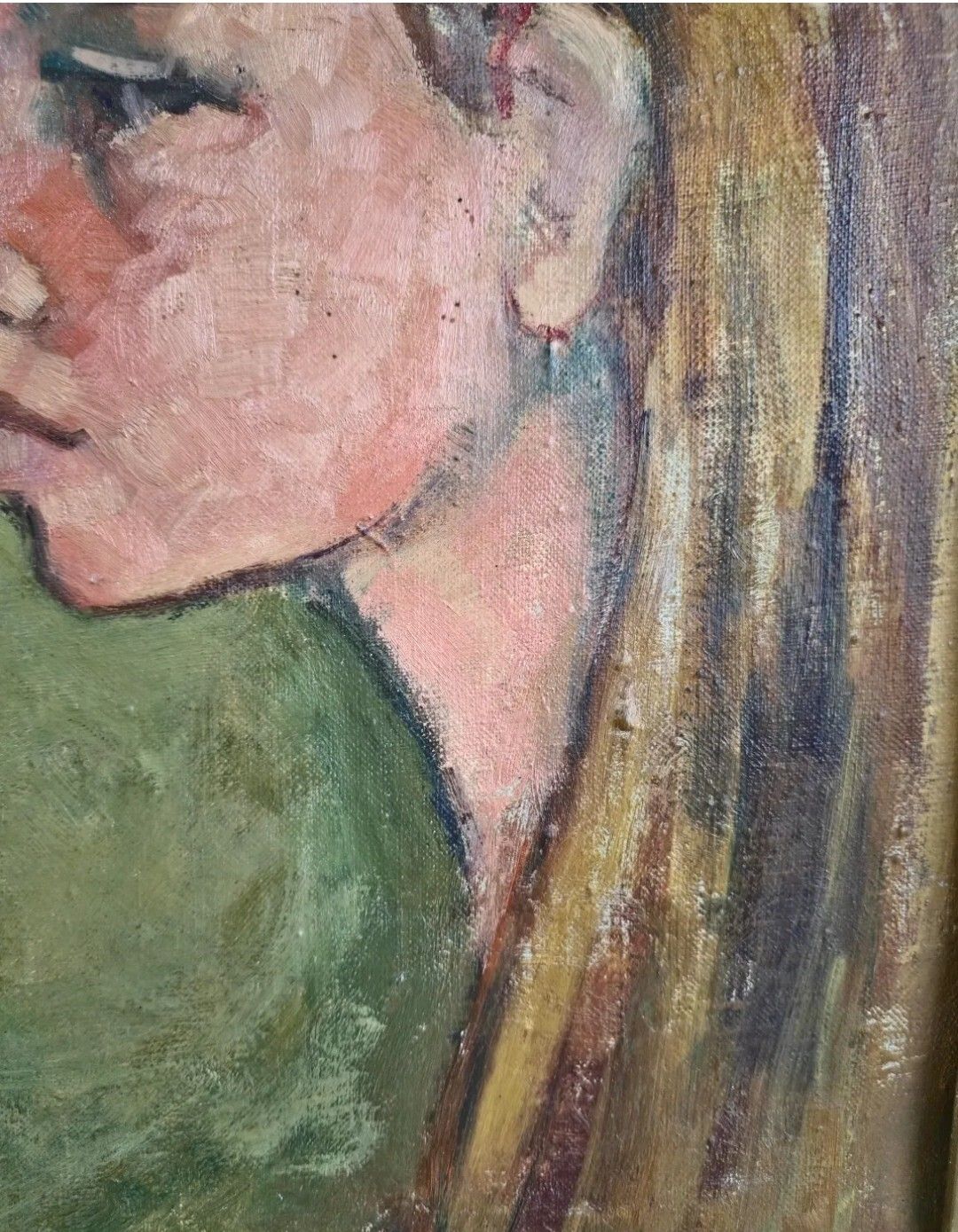Antique Oil Painting Portrait Woman Impressionist 20th Century photo vinterior