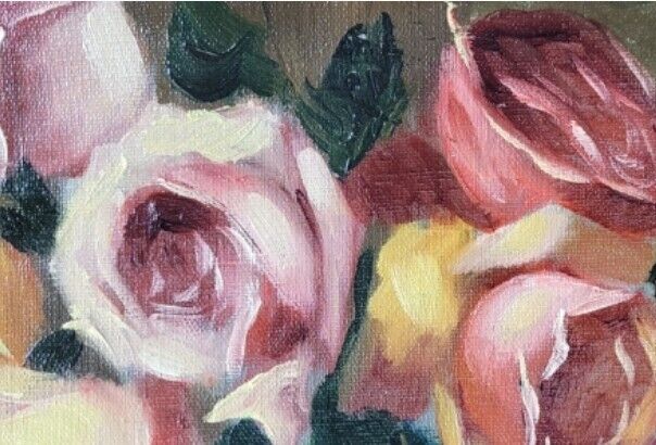 Fine Antique Impressionist Oil On Canvas – Roses Bouquet, 20th Century photo 1190.0