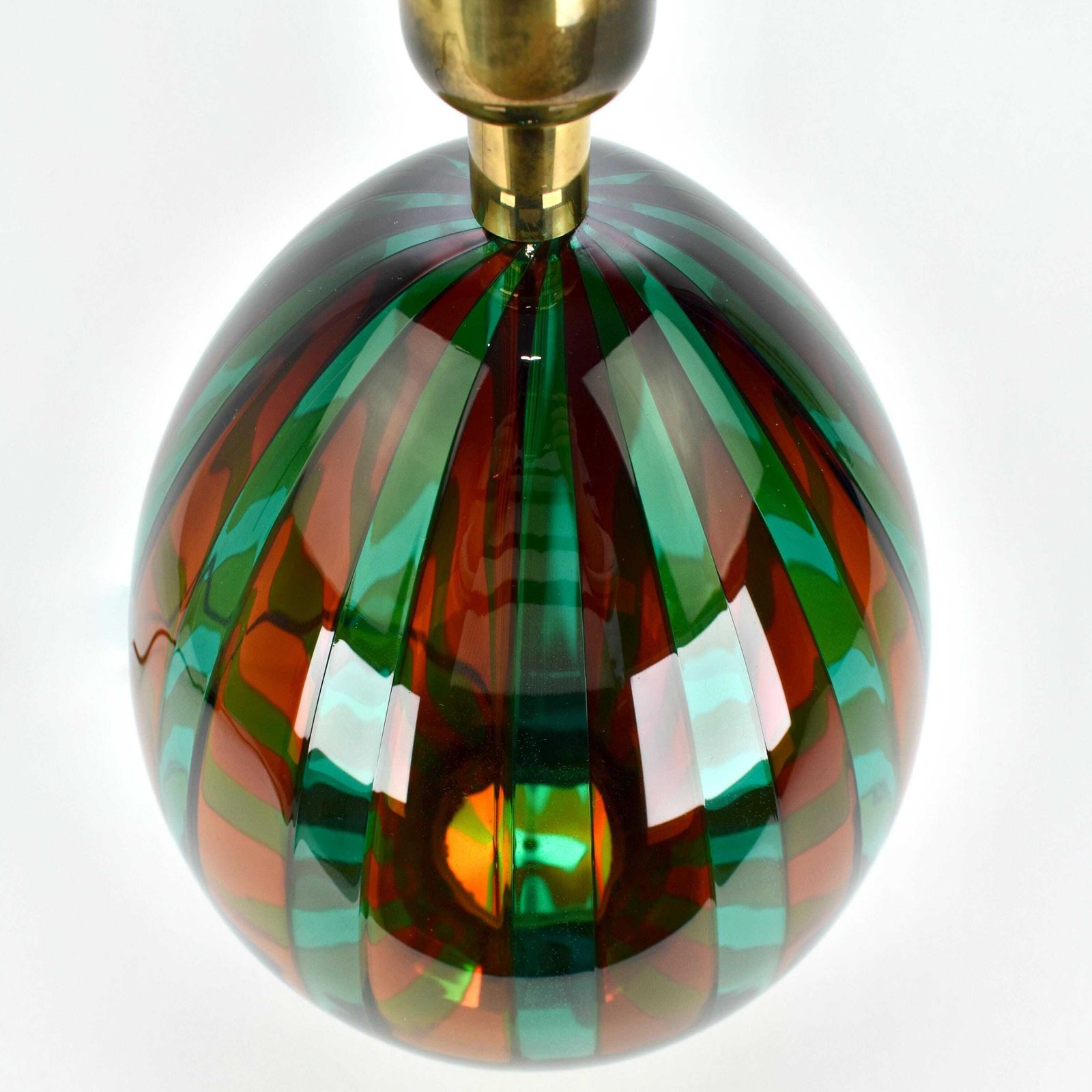 Vintage Murano Glass Veart Table Lamp | Mid Century Green Red Gold Accent Light Buffet | Brass Vintage Venini Italian Gold Hollywood Regency photo buy