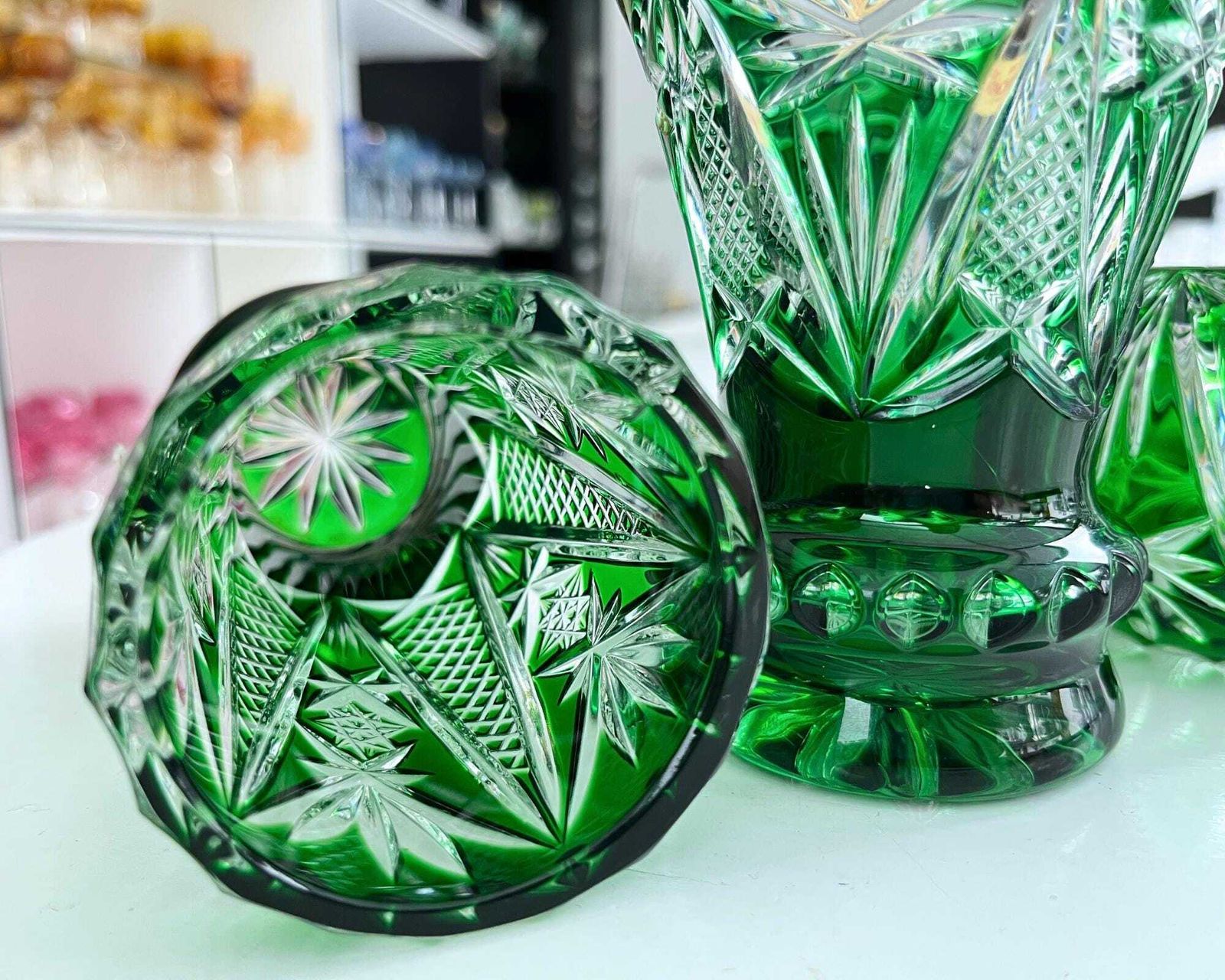 Emerald Cut Crystal Vases | 3pcs | Nachtmann | 1965 photo vinterior
