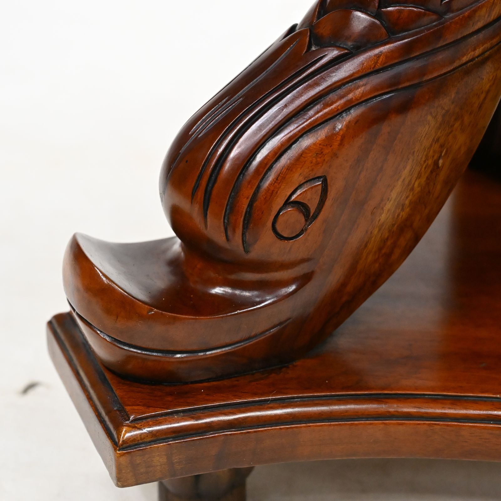 photo furniture Chinese Dressing Stool Fish Carvings Studded Upholstered Seat Free Uk Delivery