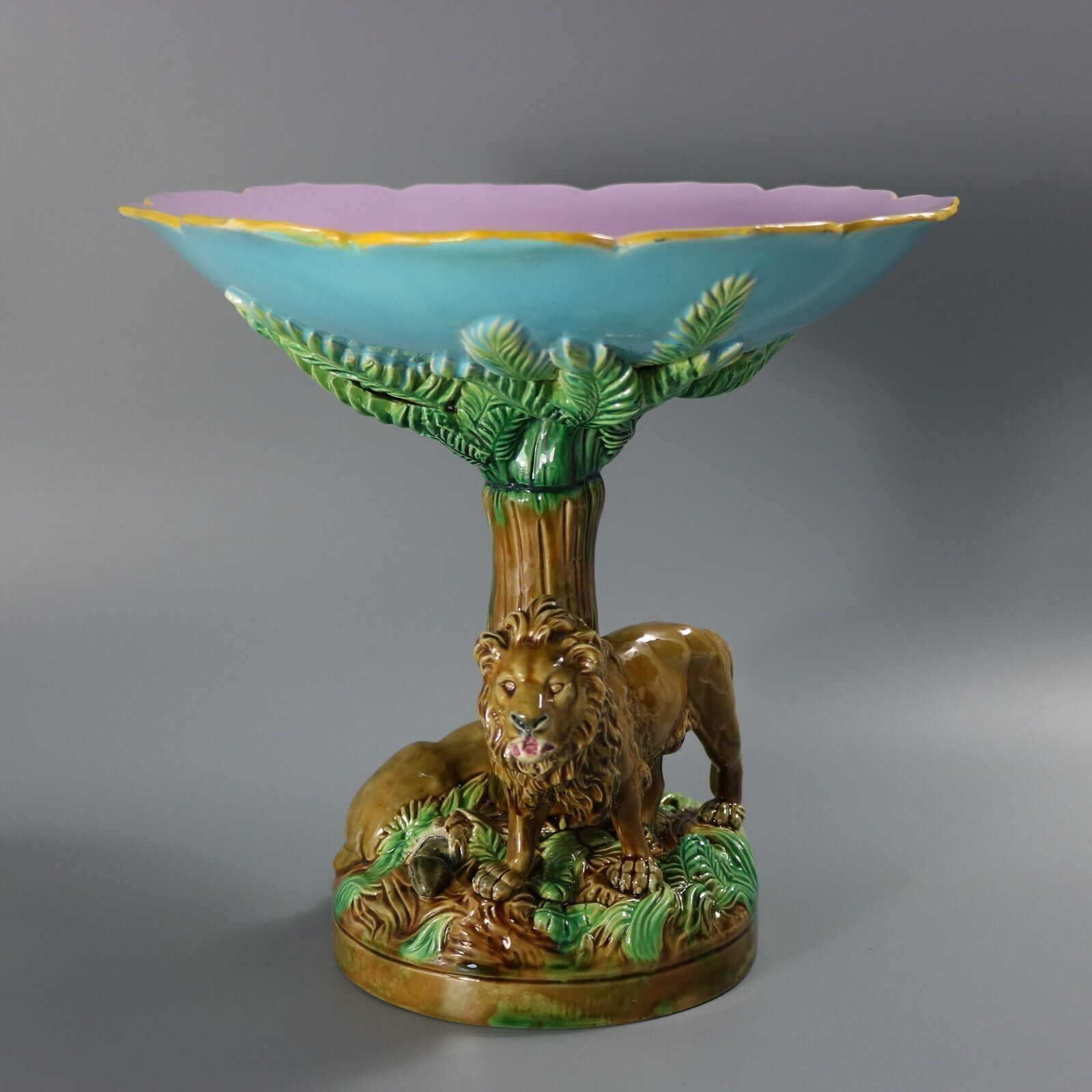 George Jones Majolica Africa Lions Compote photo furniture